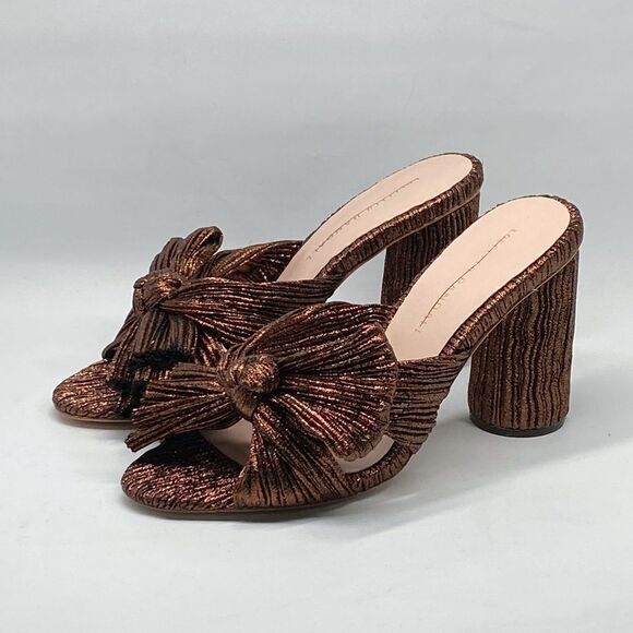 Loeffler Randall Metallic Lamé Block-Heel Mules size 7 - Picture 6 of 13